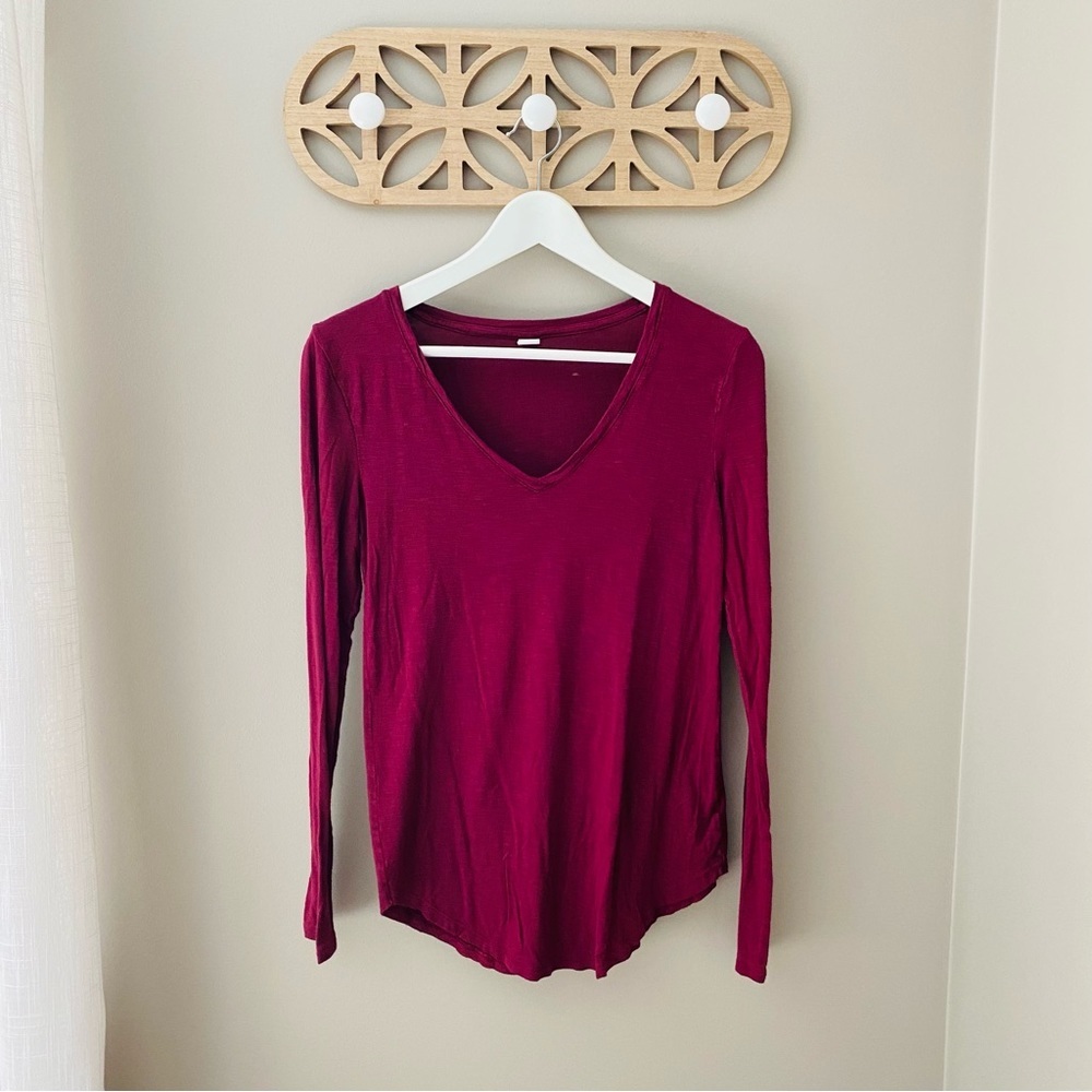Old Navy V-Neck Long Sleeve Top Maroon Sz Small